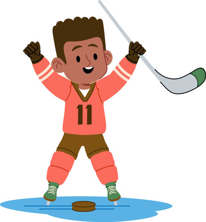 Hockey Player Celebrating Victoryのイラスト素材