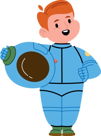 Young Astronaut Holding Helmetのイラスト素材