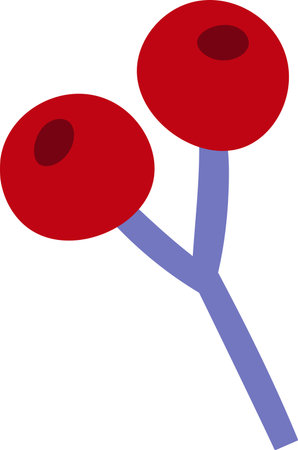 Berry Branch with Two Berriesのイラスト素材