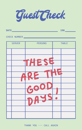 Retro Guest Check Receipt with Handwritten Message