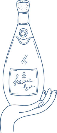 Hand Holding Champagne Bottle Sketchのイラスト素材