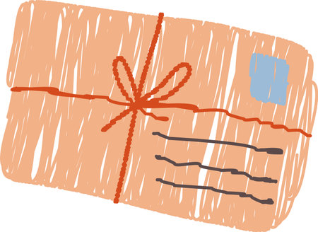 Parcel with Ribbon Chalk Artのイラスト素材