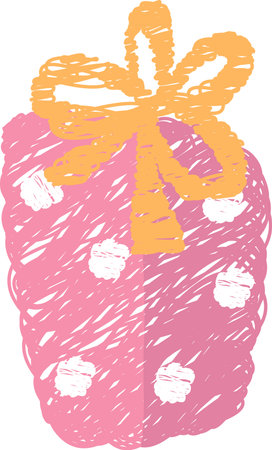 Gift Box with Bow Chalk Artのイラスト素材