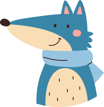 Smiling Wolf with Scarfのイラスト素材