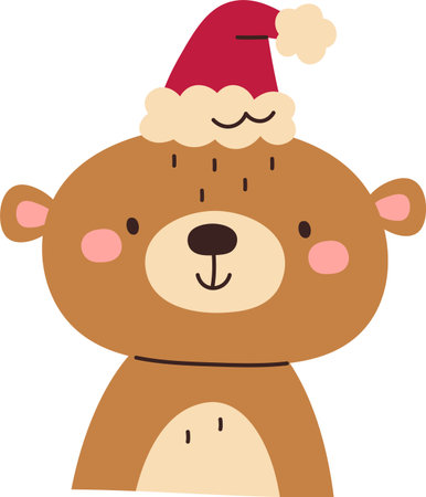 Bear with Santa Hatのイラスト素材