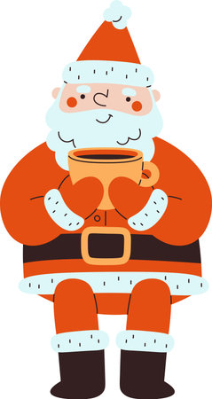Santa Holding Coffee Mugのイラスト素材