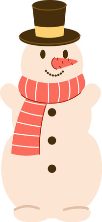 Snowman with Top Hat and Scarfのイラスト素材