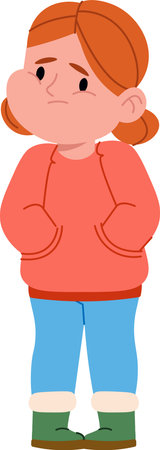 Worried Girl with Hands in Pocketsのイラスト素材