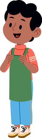 Smiling Child Boy in Apronのイラスト素材