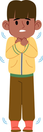 Shivering Child with Crossed Armsのイラスト素材