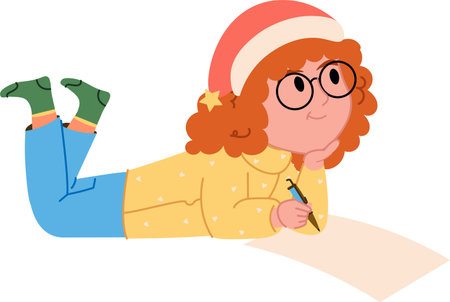 Girl Drawing on Floorのイラスト素材