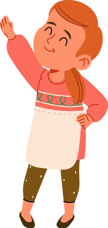 Smiling Girl in Apronのイラスト素材