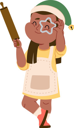Baking Child with Rolling Pinのイラスト素材