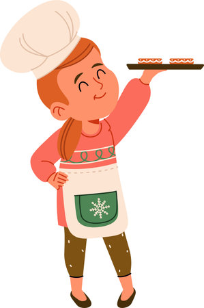 Young Chef Holding a Tray with Cookiesのイラスト素材