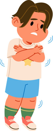 Boy Shivering with Coldのイラスト素材
