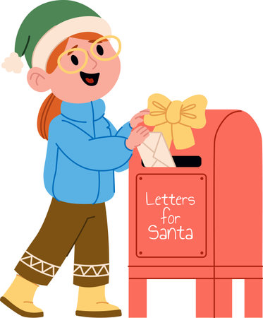 Child Sending Letter to Santaのイラスト素材