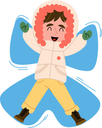 Child Making Snow Angelのイラスト素材