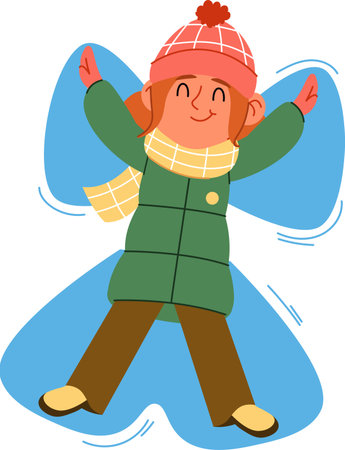 Child Making Snow Angelのイラスト素材