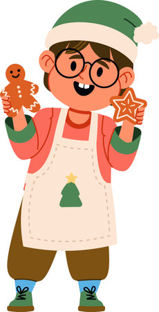 Child Baking Gingerbread Cookiesのイラスト素材