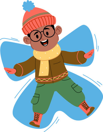 Child Making Snow Angelのイラスト素材