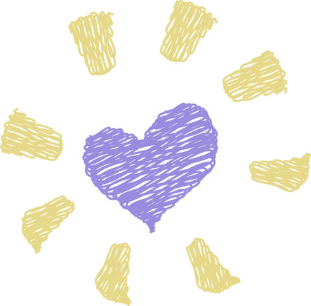Scribbled Heart with Radiating Linesのイラスト素材
