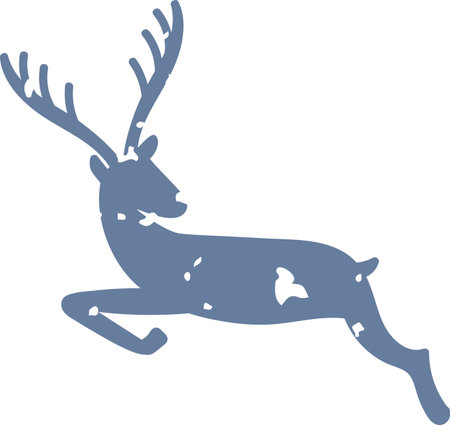 Grunge Leaping Deer Silhouetteのイラスト素材