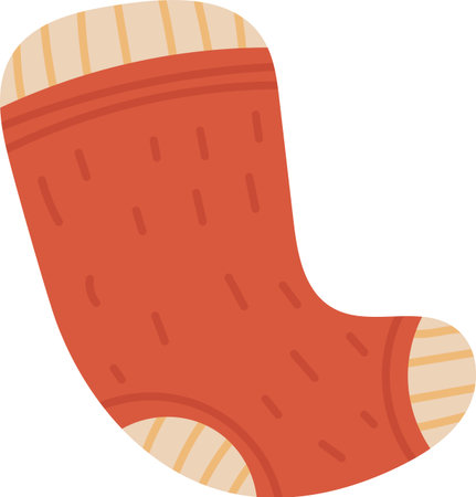 Cozy Sock with Striped Cuffのイラスト素材