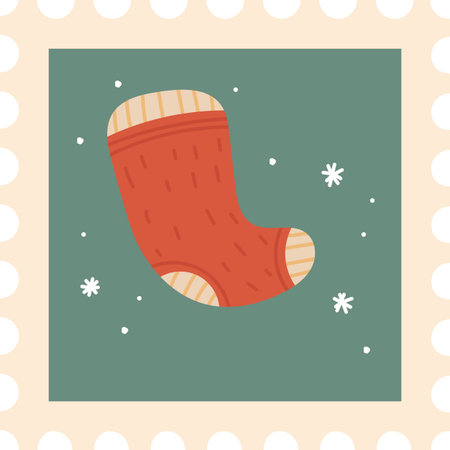 Christmas Stocking Postage Stampのイラスト素材