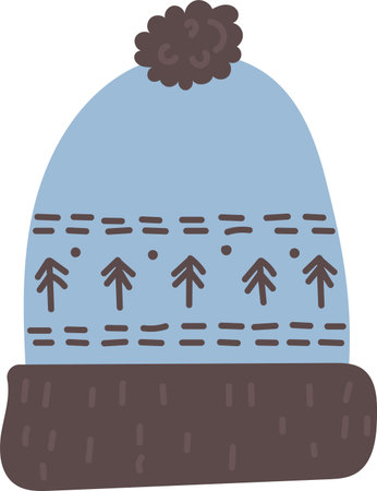 Knitted Winter Hat with Tree Patternsのイラスト素材