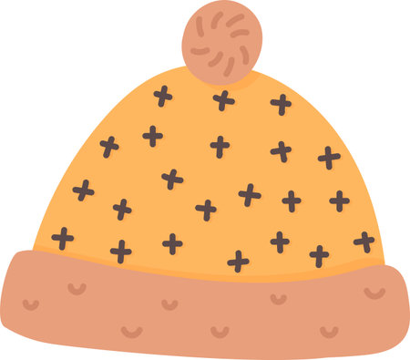 Knitted Winter Hat with Pom Pomのイラスト素材