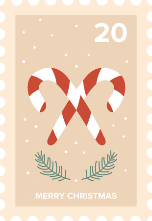 Candy Cane Christmas Postage Stampのイラスト素材