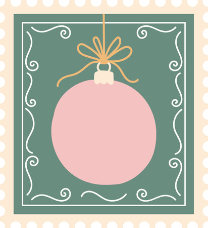 Ornamental Christmas Bauble Postage Stampのイラスト素材