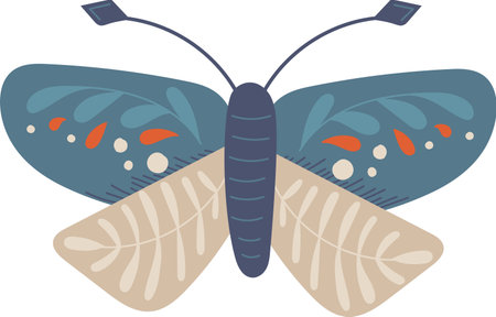 Scandinavian Folk Patterned Butterflyのイラスト素材