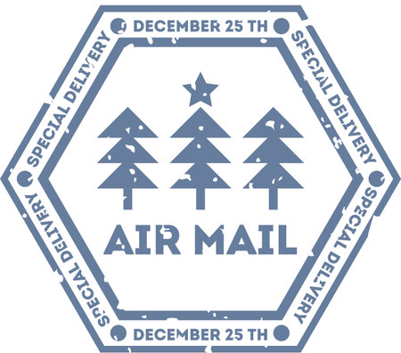 Hexagonal Air Mail Postage Stampのイラスト素材