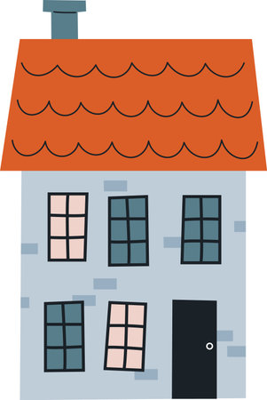 Charming Brick House with Chimneyのイラスト素材