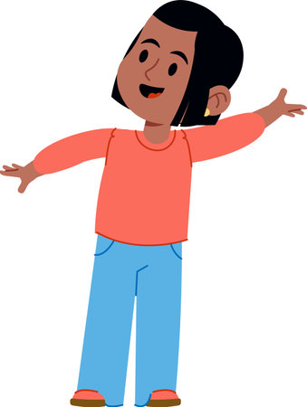 Joyful Girl with Open Armsのイラスト素材