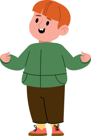 Smiling Boy in Casual Outfitのイラスト素材