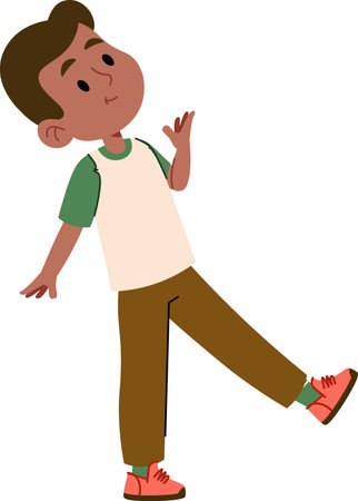 Boy Standing with Raised Handのイラスト素材