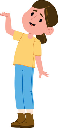 Smiling Girl Waving Handのイラスト素材