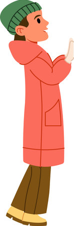 Man in Winter Coat and Beanieのイラスト素材