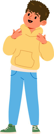 Happy Boy in Hoodieのイラスト素材