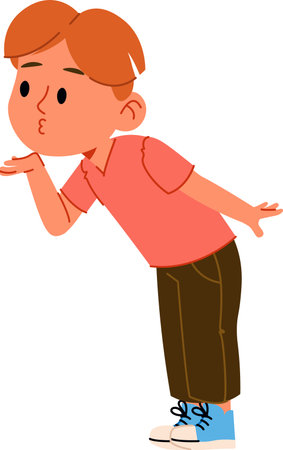 Boy Blowing a Kissのイラスト素材