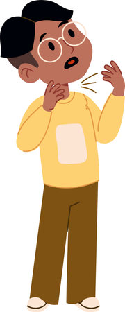 Boy with Sore Throatのイラスト素材