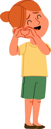 Girl Making Heart Gestureのイラスト素材