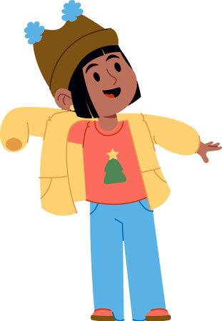 Girl Wearing Winter Outfitのイラスト素材