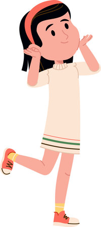 Girl Posing with Cheerful Expressionのイラスト素材