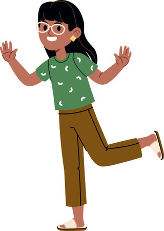 Joyful Girl with Glassesのイラスト素材