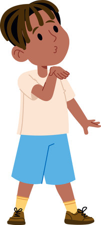 Boy Sending Air Kiss Gestureのイラスト素材