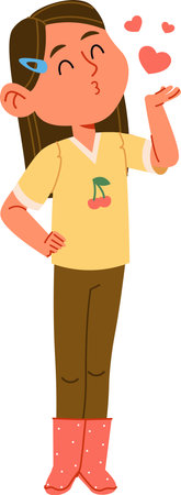 Girl Blowing Heart Kissesのイラスト素材