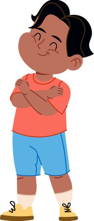 Confident Child with Crossed Armsのイラスト素材